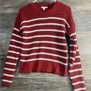Derek Heart Red and White Striped Sweater